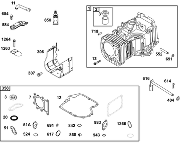 Cylinder Group Diagram and Parts List for 31R777-0066-G1 200000 - 399999 Briggs and Stratton Engine